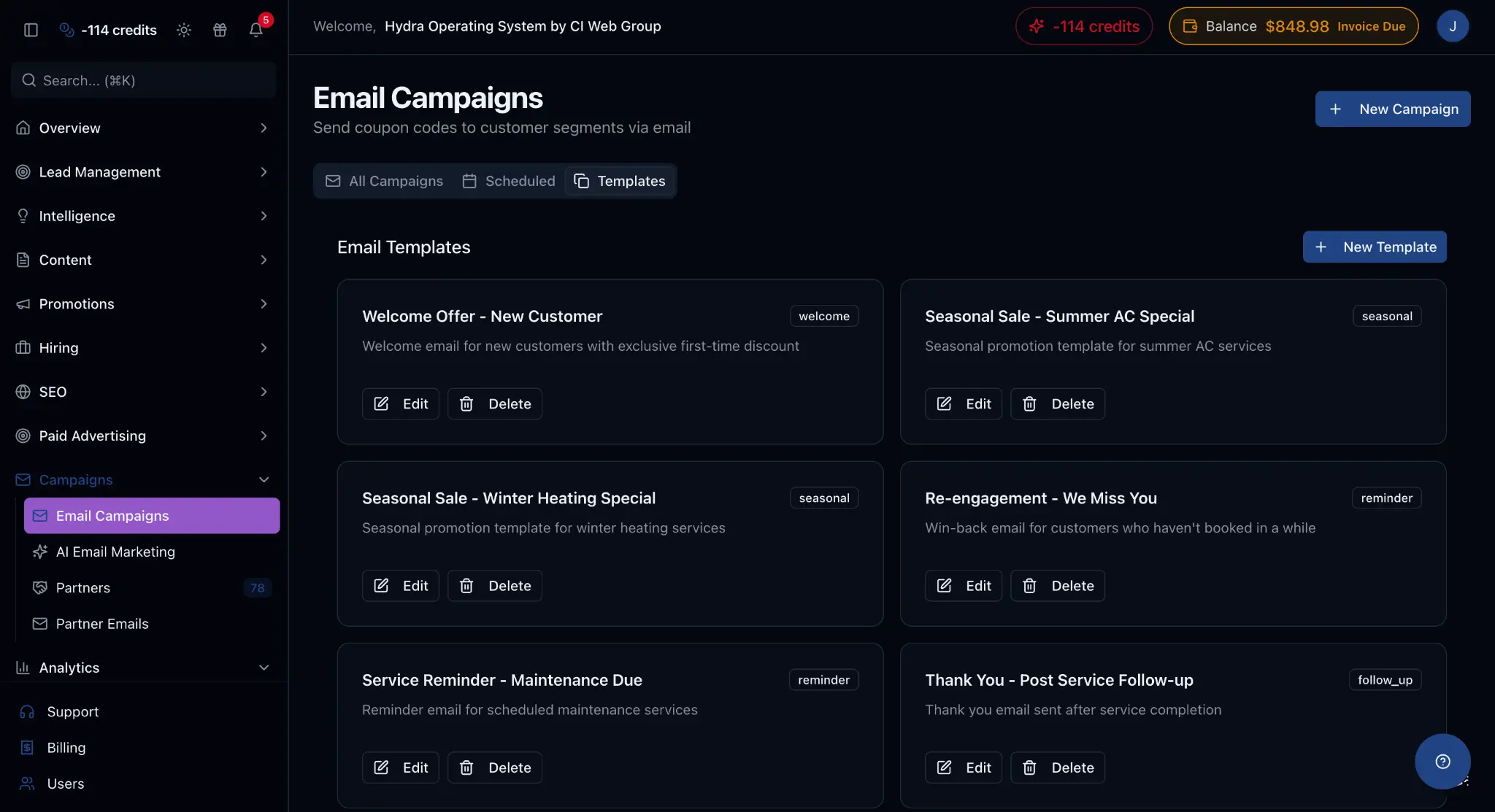 Email Campaigns Dashboard
