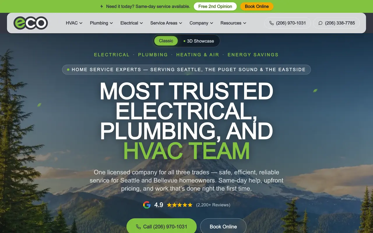 Eco Electric, Plumbing, Heating & Air — live Hydra OS build